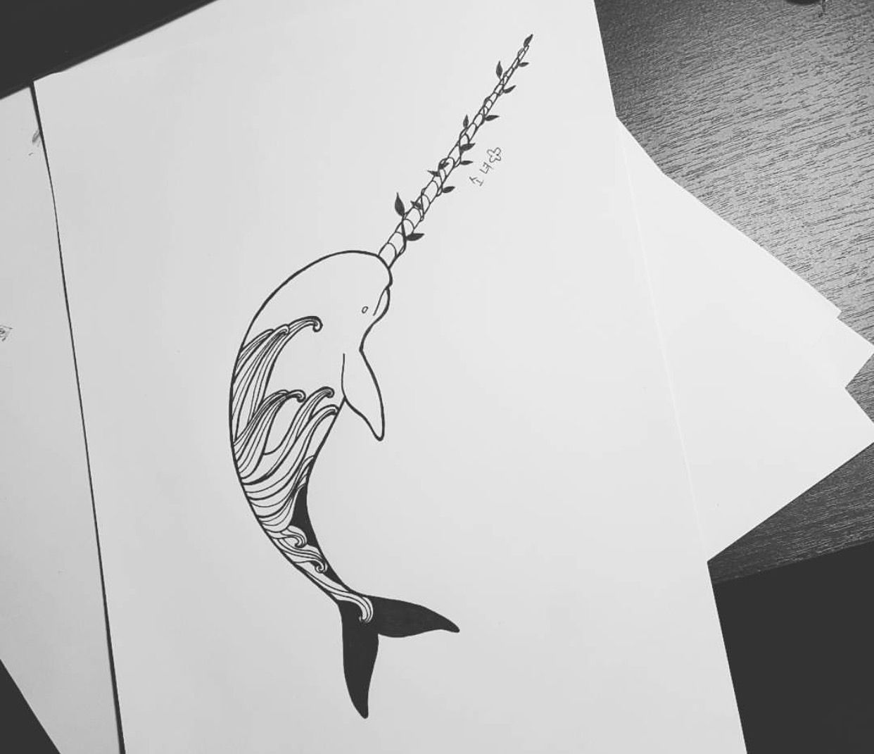 1242x1071 Narwhal Tattoo Sketch Tattoo In 2018 Tattoos - Narwhal Sketch