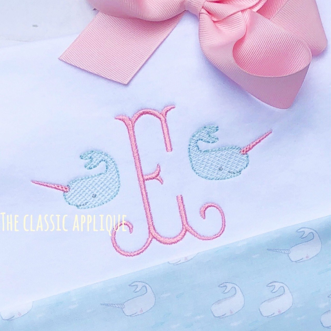 1280x1280 Summer Narwhal Sketch Fill Vintage Stitch Quick Stitch Machine - Narwhal Sketch