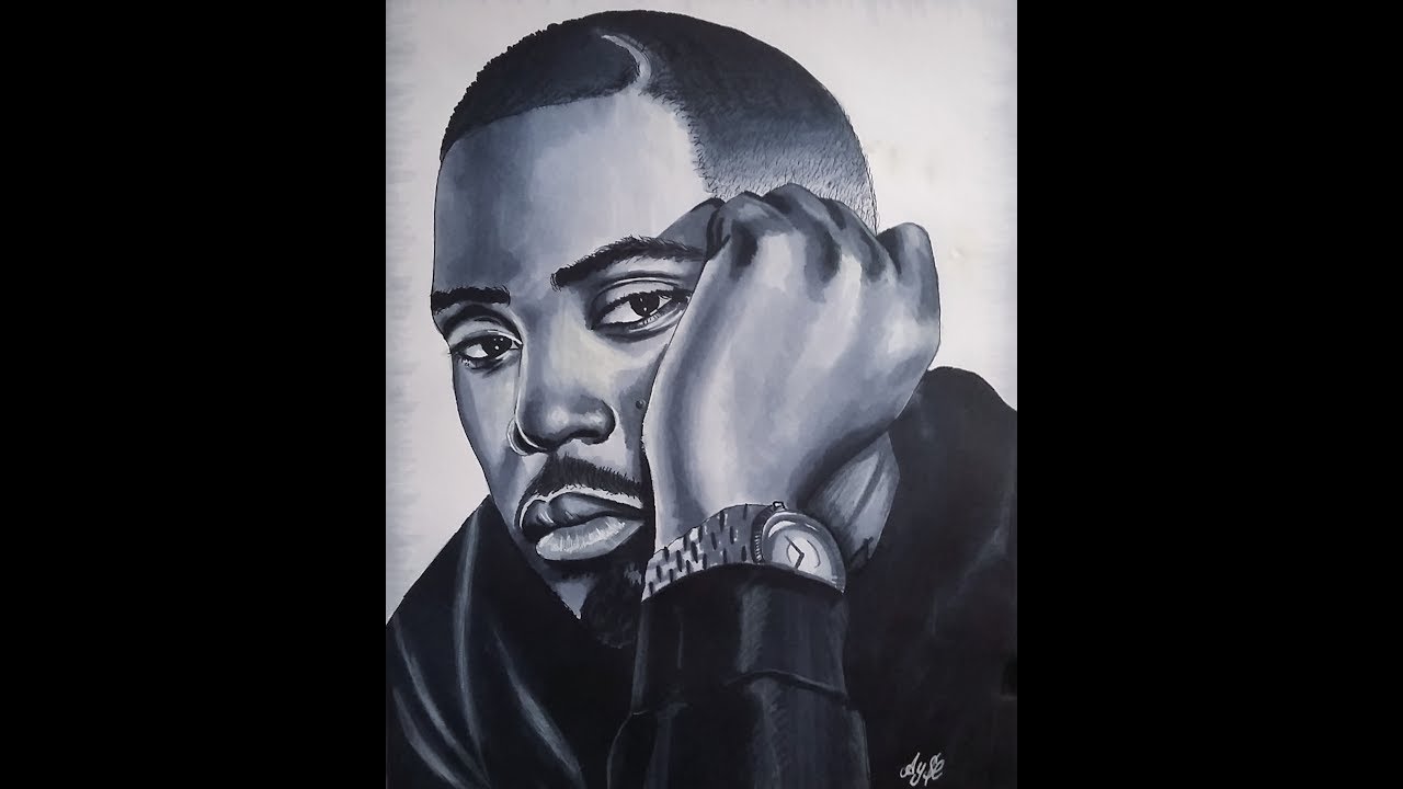 1280x720 Nas Portrait With Sketch Marker - Nas Sketch