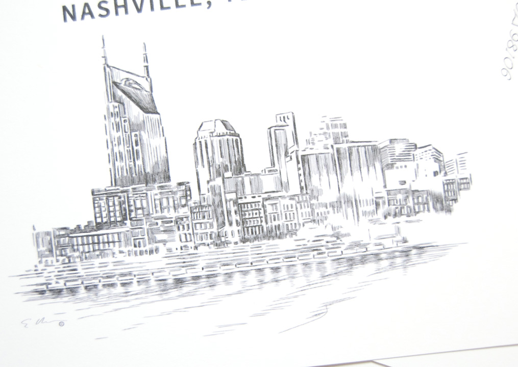 1015x720 Nashville Skyline Save The Date Cards - Nashville Sketch