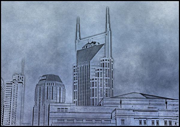 600x422 Nashville Skyline Sketch Greeting Card For Sale By Dan Sproul - Nashville Sketch