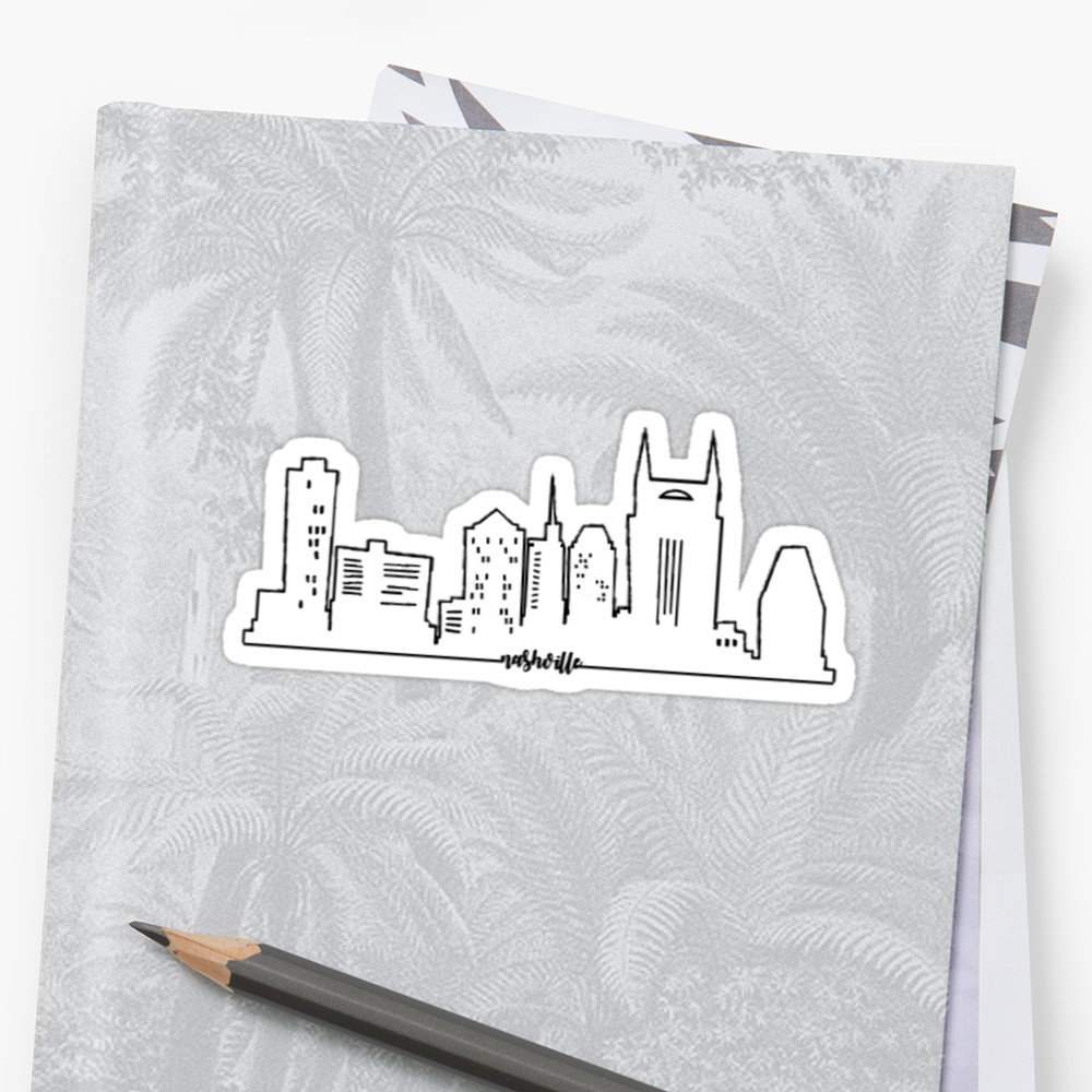 1000x1000 Nashville Skyline (With Nashville) Stickers By Emilywiseman - Nashville Skyline Sketch