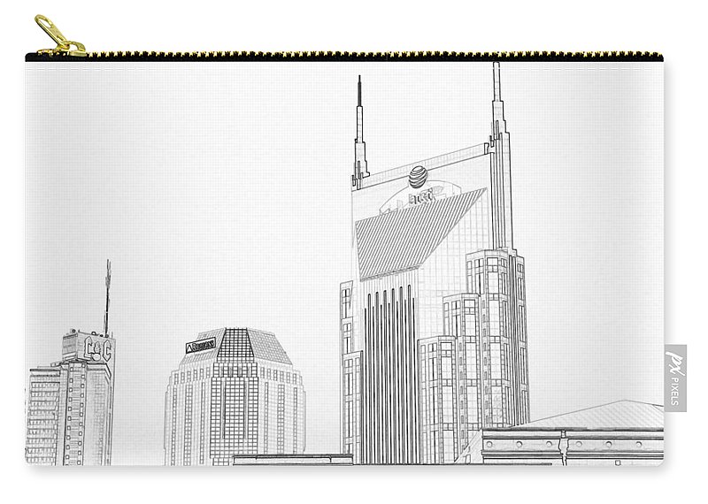 800x570 Nashville Skyline Sketch Batman Building Carry All Pouch For Sale - Nashville Skyline Sketch
