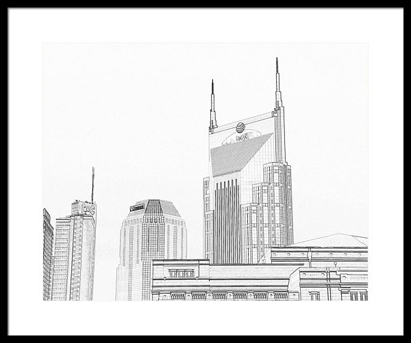 600x502 Nashville Skyline Sketch Batman Building Framed Print By Dan Sproul - Nashville Skyline Sketch