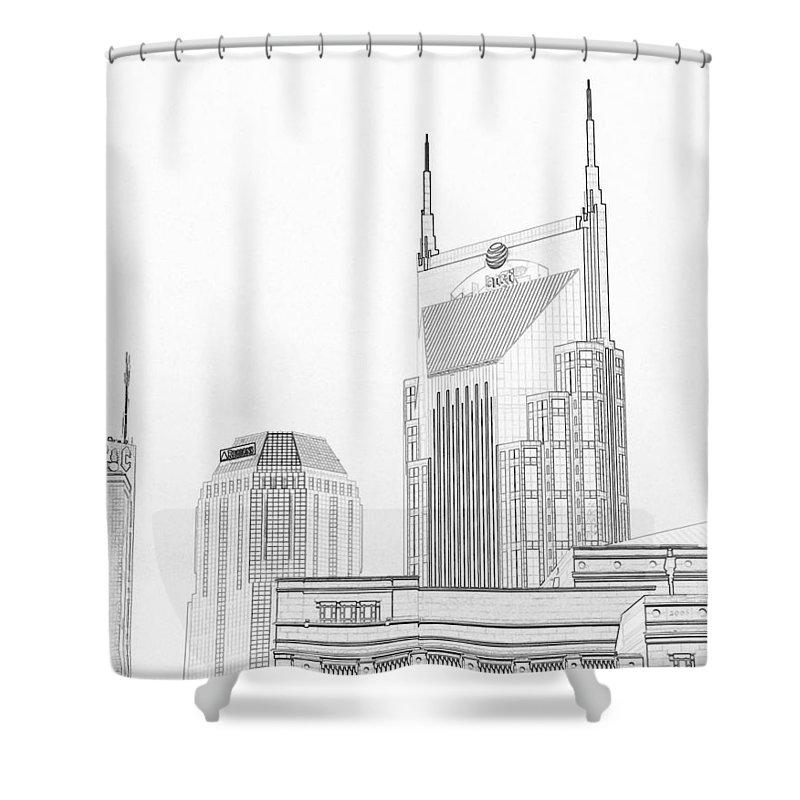 800x800 Nashville Skyline Sketch Batman Building Shower Curtain For Sale - Nashville Skyline Sketch