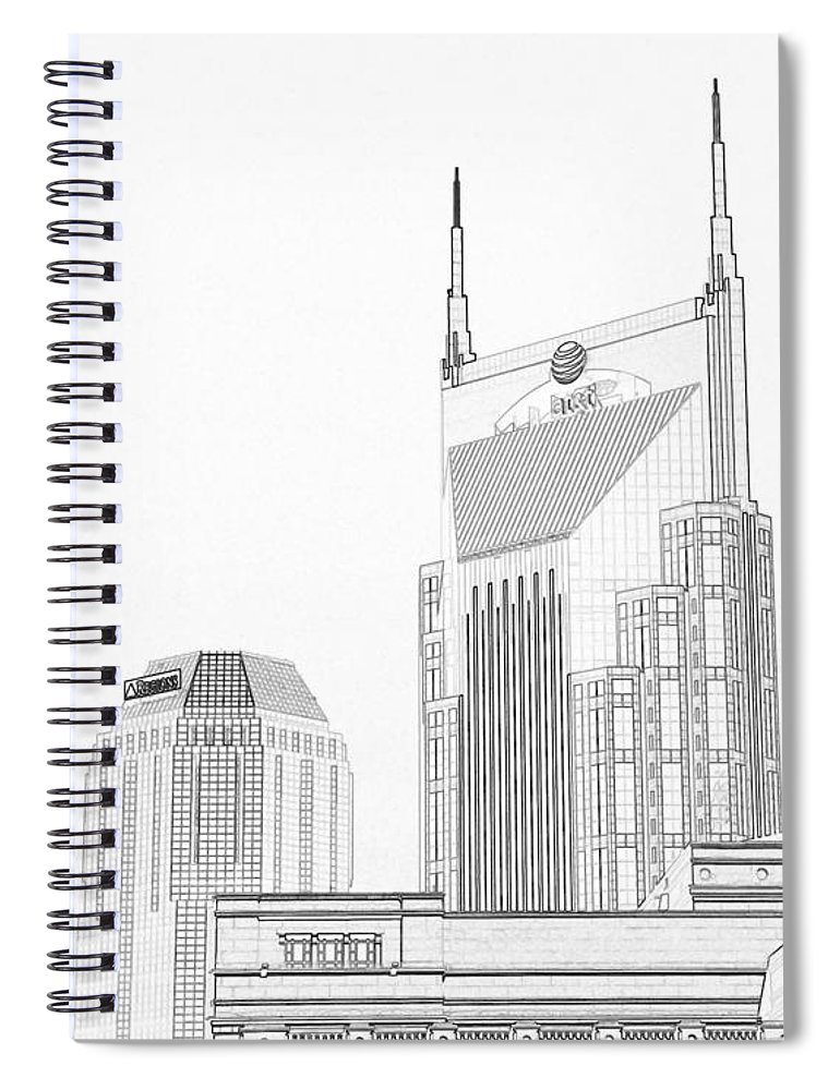 770x1000 Nashville Skyline Sketch Batman Building Spiral Notebook For Sale - Nashville Skyline Sketch