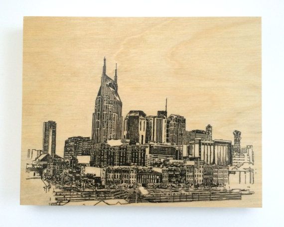 570x456 8 Best Wall Images England, Watercolour Painting - Nashville Skyline Sketch