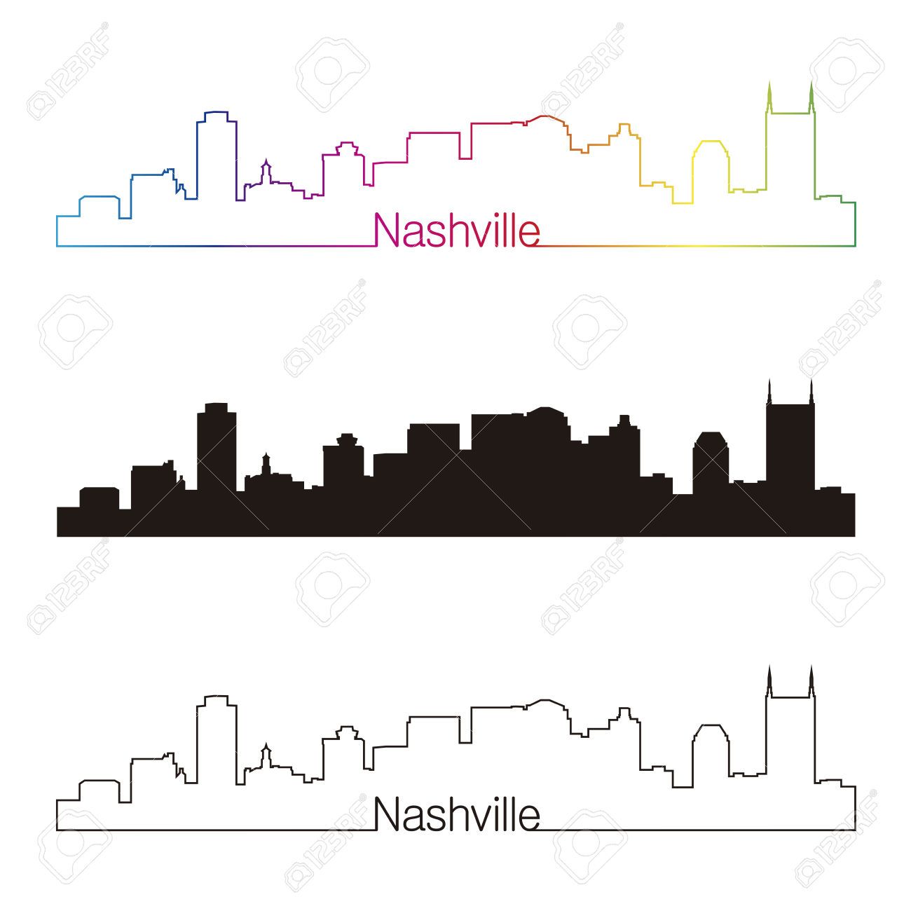 1300x1300 Nashville Skyline Silhouette - Nashville Skyline Sketch