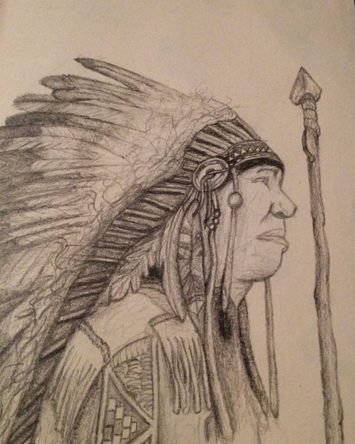728x910 Native American Sketch - Native American Sketch