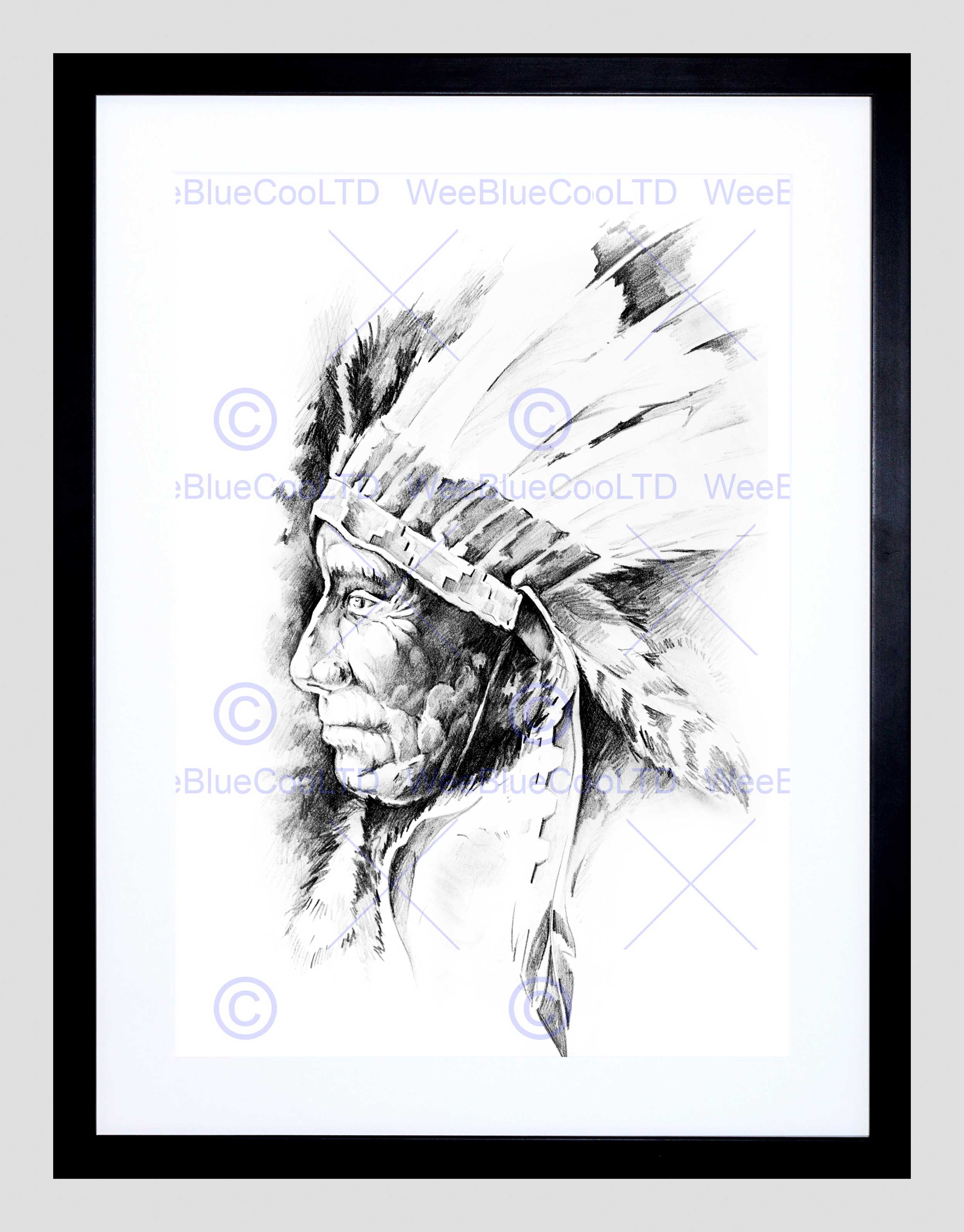 2500x3195 Painting Drawing Tattoo Sketch Native American Chief Framed Art - Native American Sketch