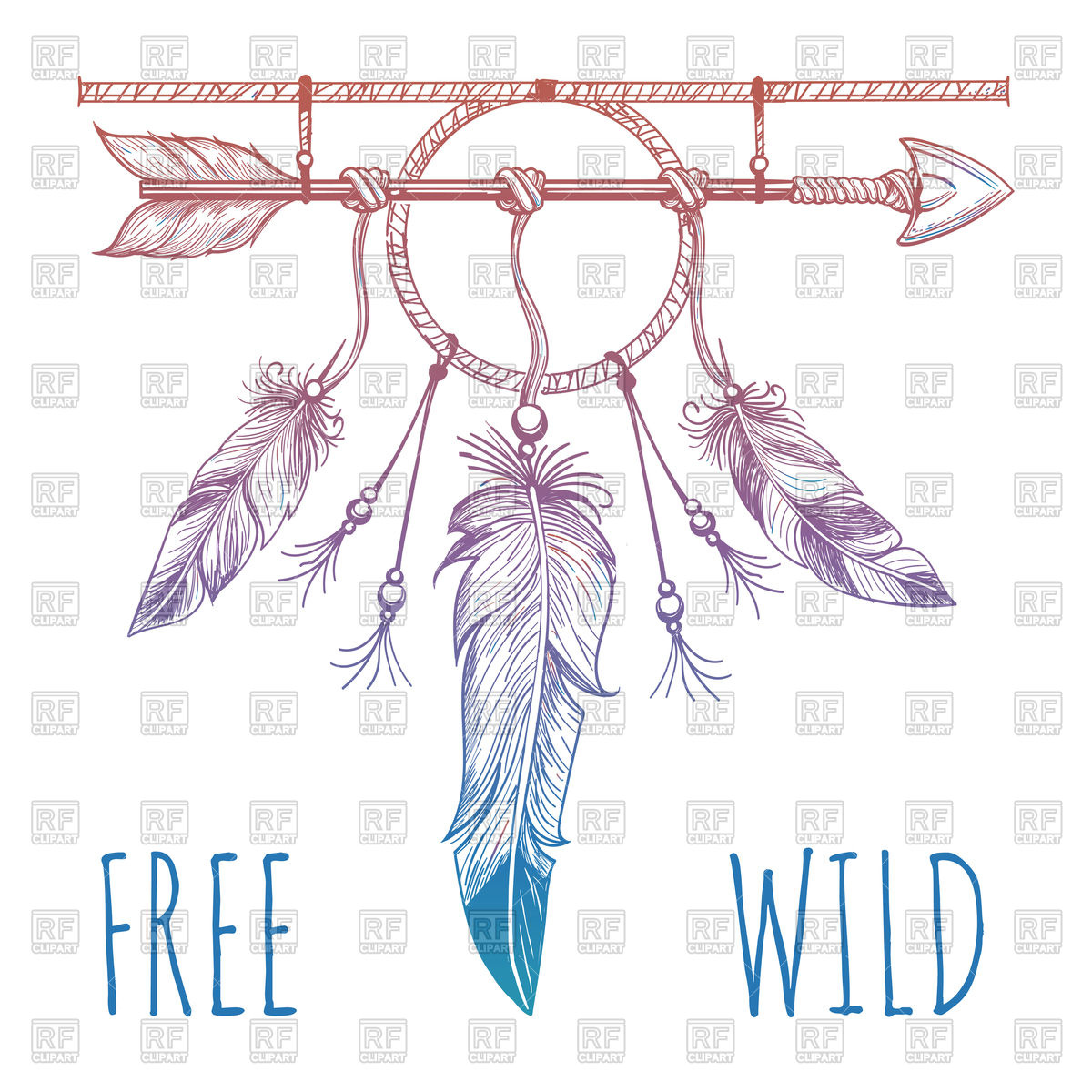 1200x1200 Sketch Of Native American Arrow And Feathers Vector Image Vector - Native American Sketch