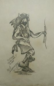 188x300 Michael Anthony Ramos Signed Original Native American Sketch Art - Native American Sketch