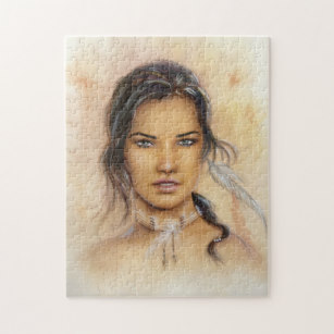 307x307 Native American Woman Jigsaw Puzzles Zazzle - Native American Woman Sketch