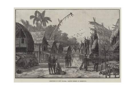 473x315 Sketches In New Guinea, Native Street In Kerepunu Giclee Print - Native Sketches
