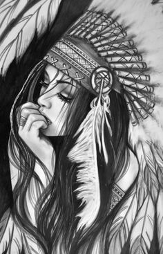 236x367 Native American Girl Drawing - Native Sketches
