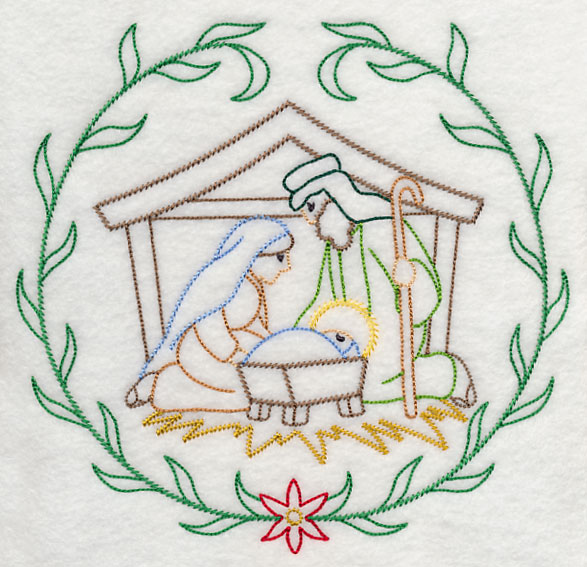 587x567 Machine Embroidery Designs - Nativity Scene Sketch