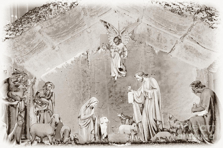 900x597 Nativity Scene In Monorhrome Photograph By Regina Geoghan - Nativity Scene Sketch