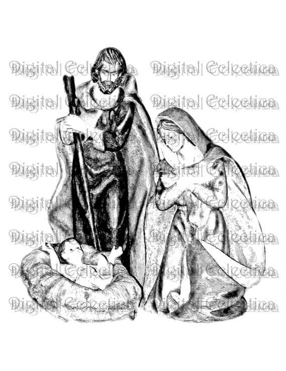 570x738 Nativity Scene. Christmas Png. Nativity Png. Christmas Etsy - Nativity Scene Sketch
