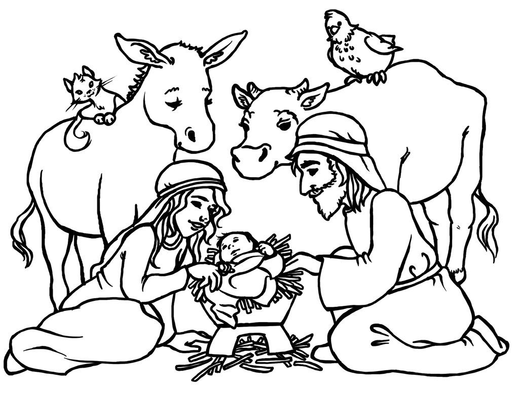 1024x780 Simple Nativity Scene Coloring Pages Free Coloring Library - Nativity Scene Sketch