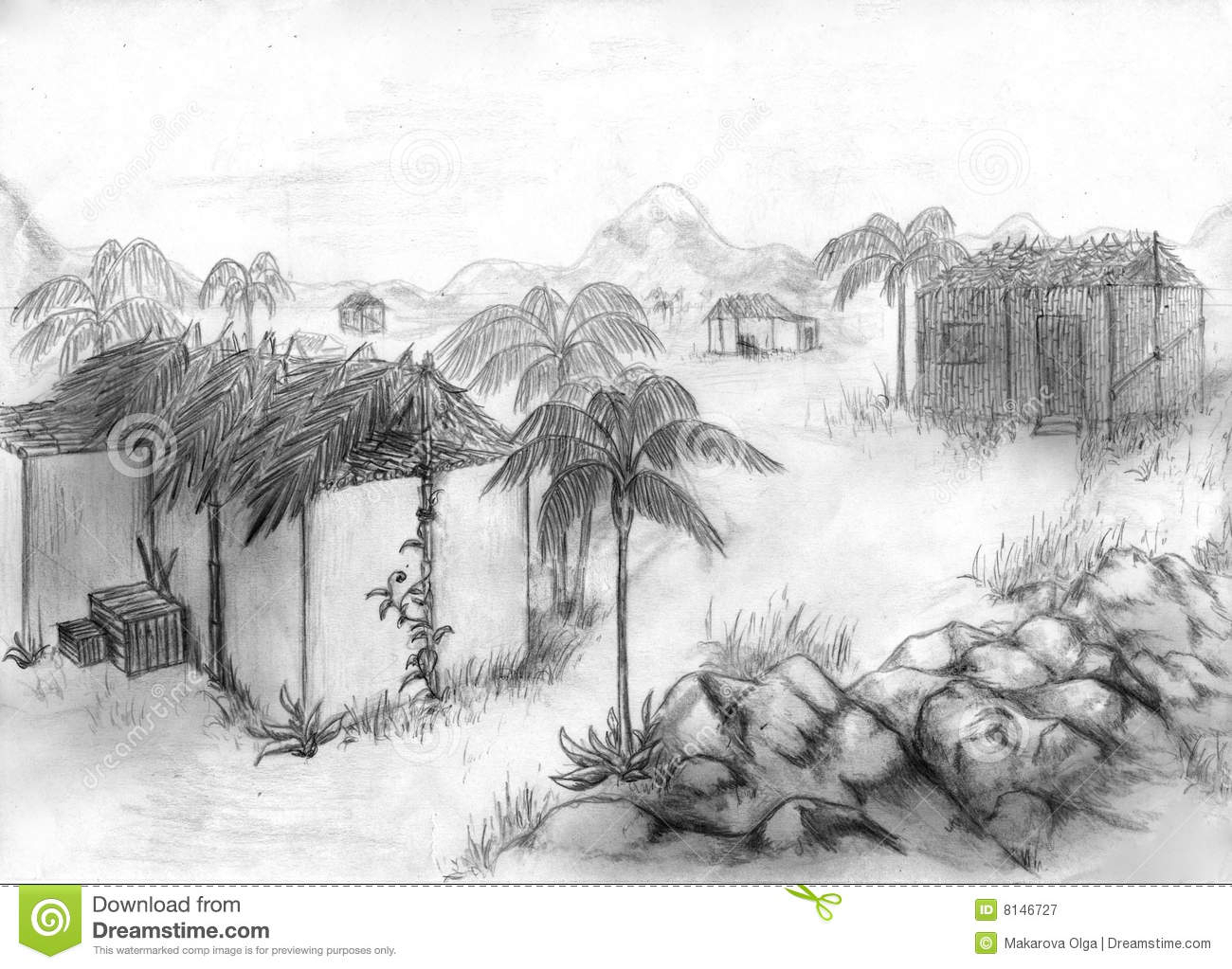 1300x1023 Gallery Drawing Village Nature By Pencil And Sketch, - Natural Scenery Sketch