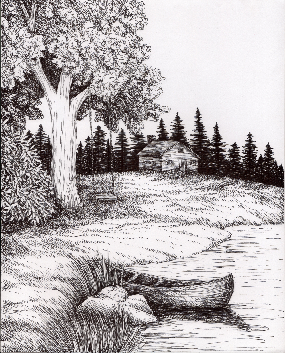 Natural Scenery Pencil Sketch