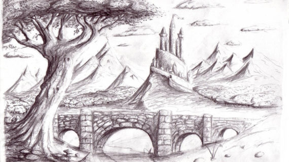 570x320 Beautiful Pencil Sketches Of Scenery House Sketches Pencil - Natural Scenery Sketch