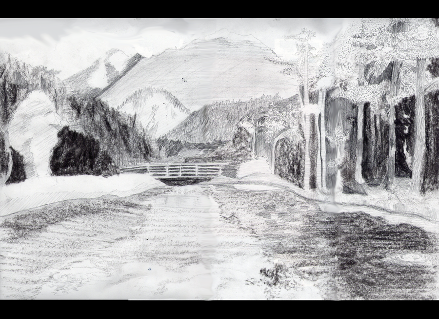 900x653 Bridge To Nature Sketch By Chibibatgraphics - Nature Images Sketch