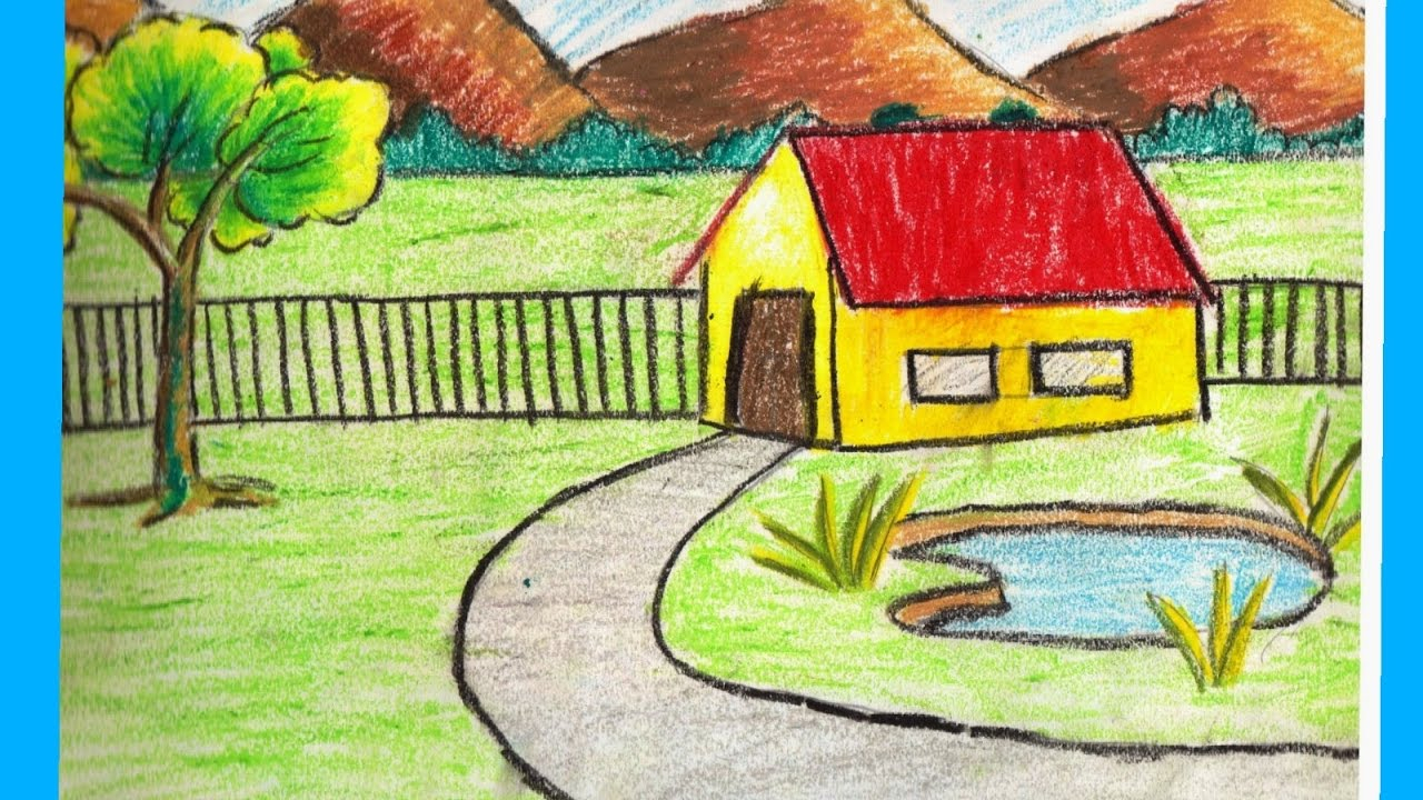 kids nature easy scenery drawing