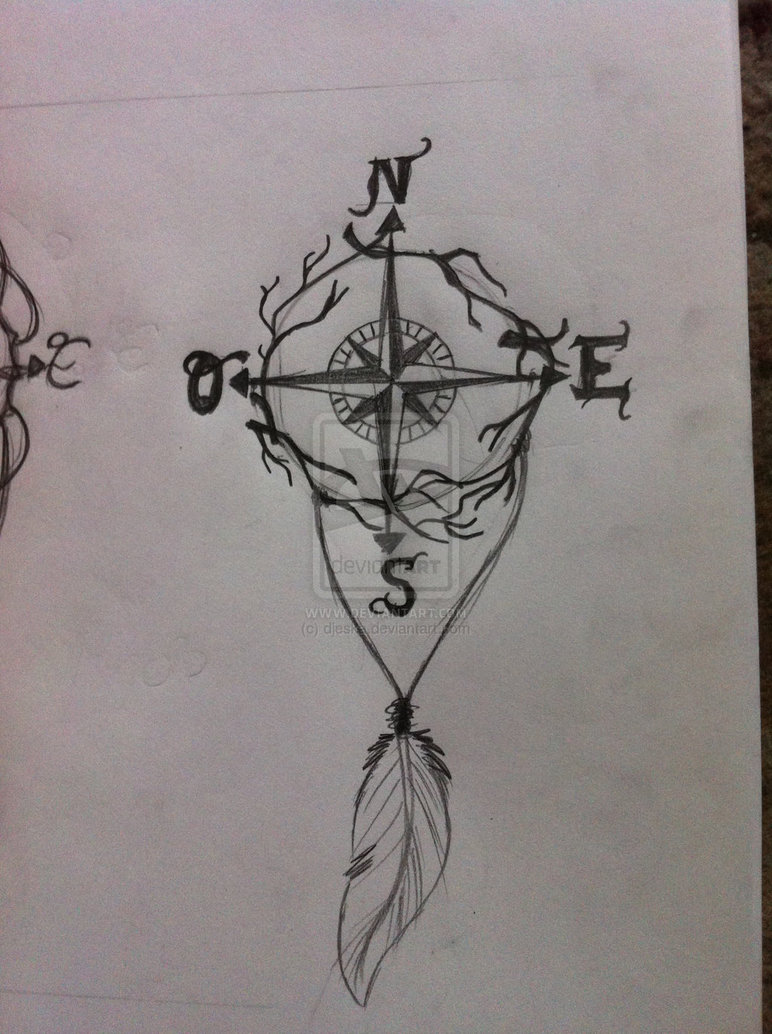 772x1034 Feather Nautical Compass Tattoo Sketch - Nautical Compass Sketch