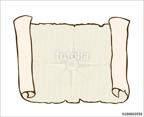 500x408 Sketch Of Ancient Scroll, Isolated On White With Nautical Compass - Nautical Compass Sketch