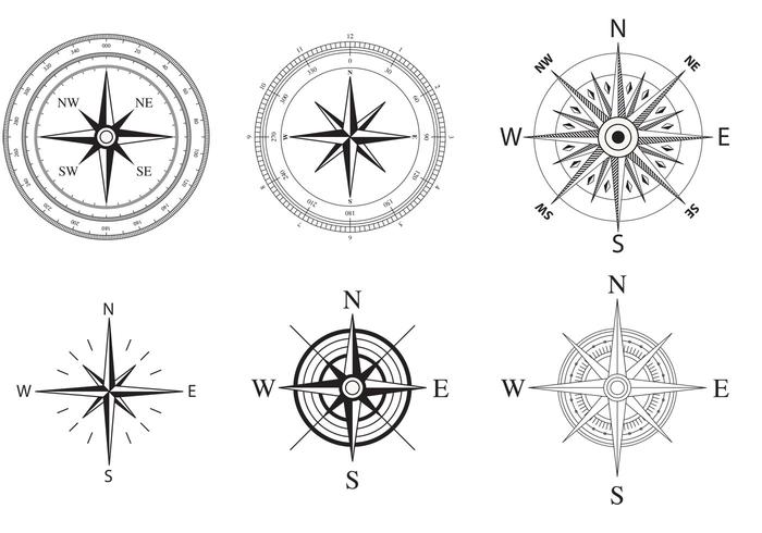 700x490 Wind And Nautical Compass Rose Vectors - Nautical Compass Sketch