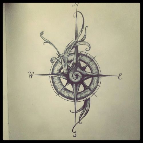 500x500 Compass Drawing Tumblr - Nautical Compass Sketch