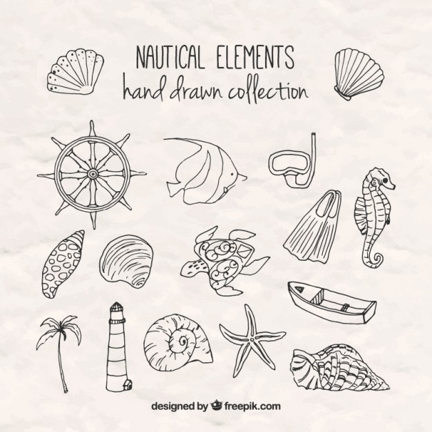 626x626 Sketches Salor Elements Vector Free Download - Nautical Sketches