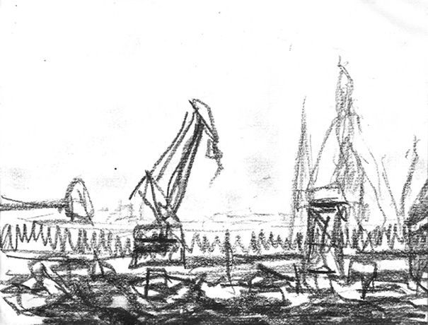 605x460 By Myself View Of The Harbour. Nautical Sketches - Nautical Sketches