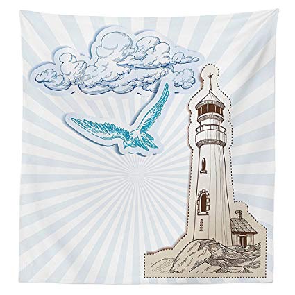 425x425 Seagulls Decor Tablecloth Scrapbook Style Cut And - Nautical Sketches