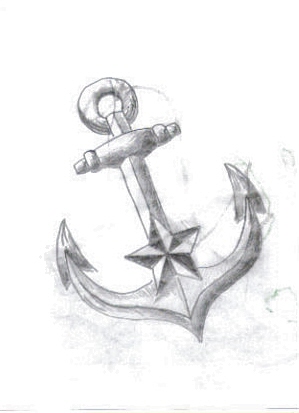 299x413 Anchor Tattoos And Designs - Nautical Star Sketch