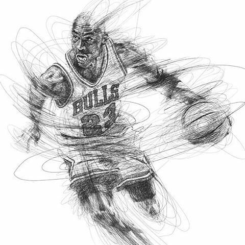 480x480 Michael Jordan Sketch By Artist @vince Low - Nba Sketch
