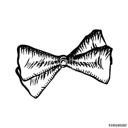 500x500 Bow Tie Sketch Icon Isolated On White Background. Vintage Hand - Necktie Sketch