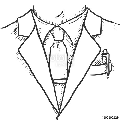 500x500 Vector Sketch Illustration - Necktie Sketch