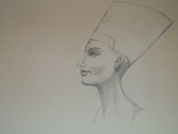 570x428 Drawing Of Nefertiti Etsy - Nefertiti Sketch