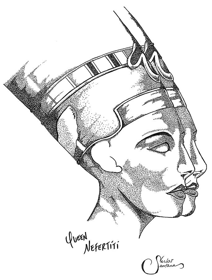 684x900 Queen Nefertiti Drawing By Carlos Santana Trott - Nefertiti Sketch