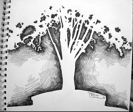 446x377 A Different Version Of A Negative Space Drawing. High School Art - Negative Sketch