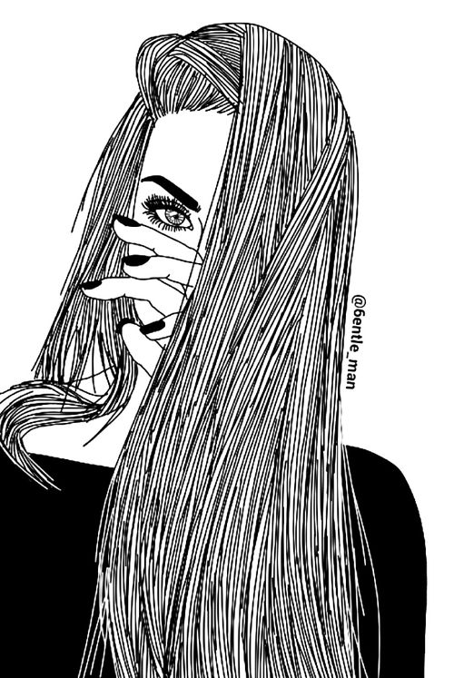 500x747 Girl, Drawing, And Black And White Image Planner Art - Negro Sketch