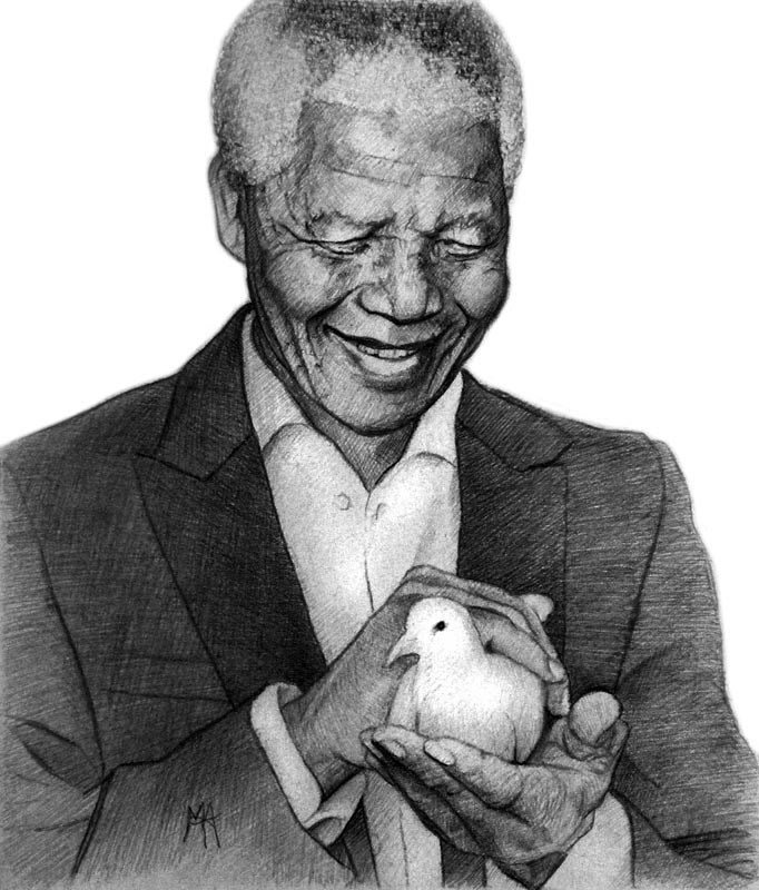 682x800 Man Of Peace Preliminary Sketch - Nelson Mandela Sketch