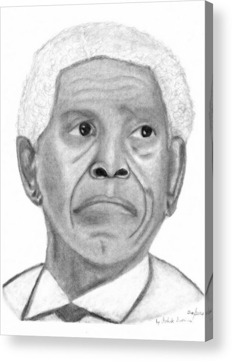 476x740 President Nelson Mandela Drawing Acrylic Print By Ashok Naraian - Nelson Mandela Sketch