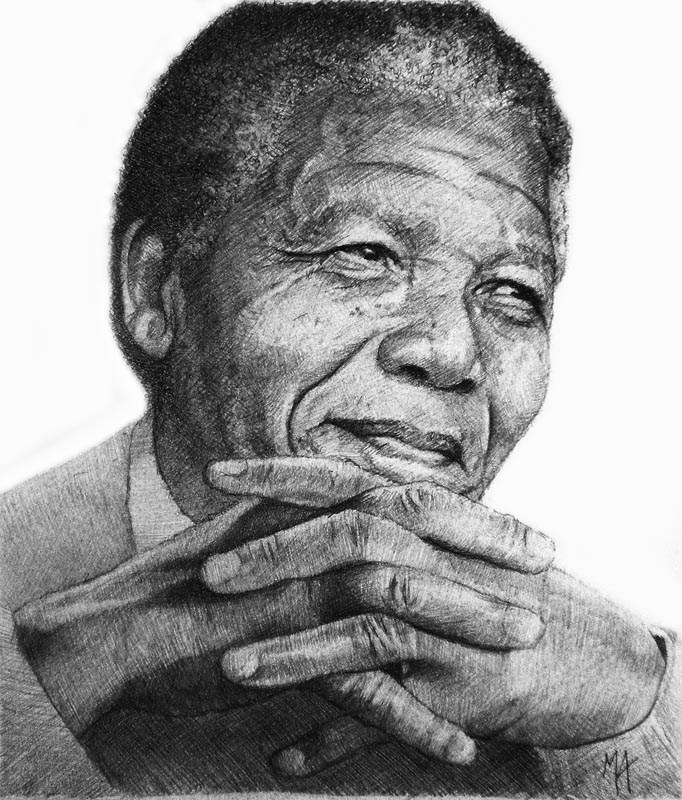 682x800 Contemplation Preliminary Sketch - Nelson Mandela Sketch
