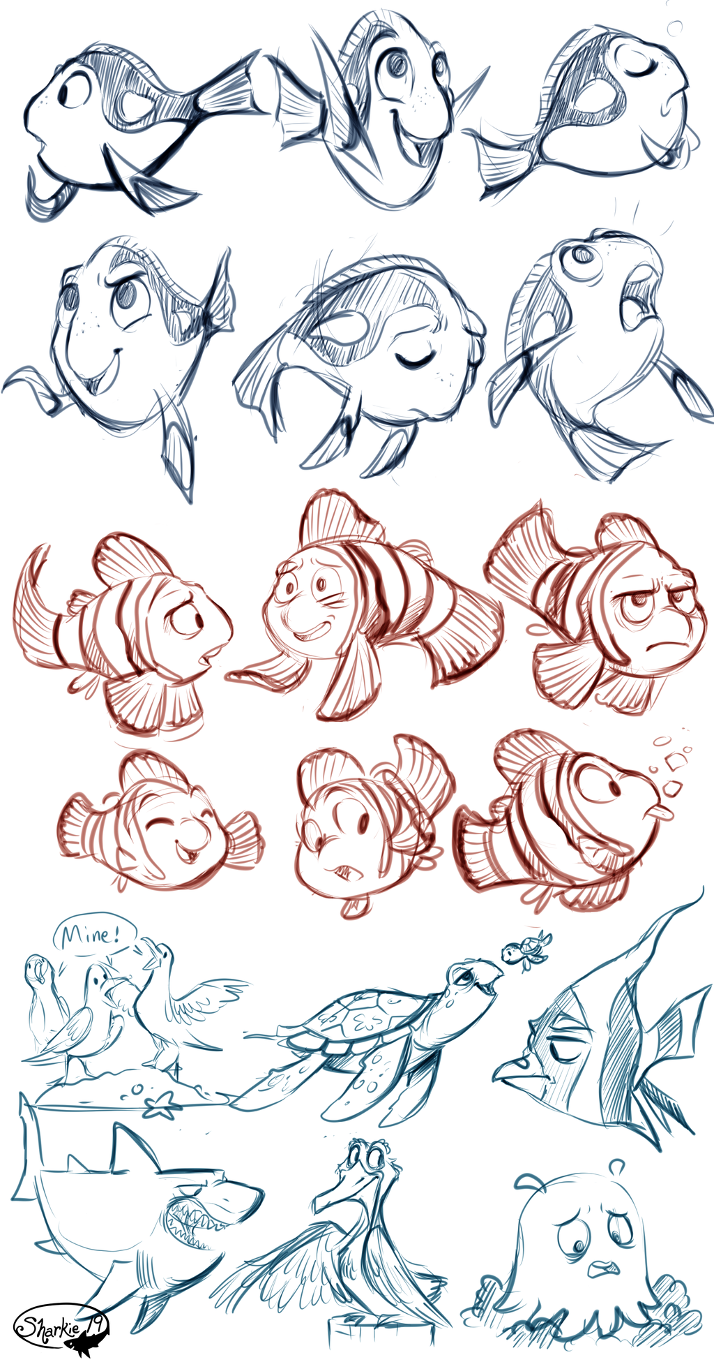 1024x1961 Finding Nemo Sketches By Sharkie19 Design - Nemo Sketch