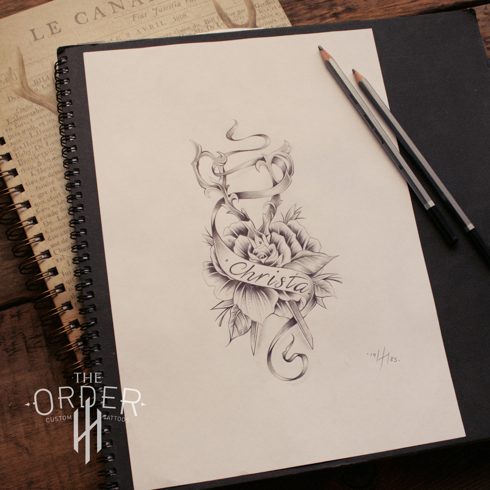 1561x1561 Neo Traditional Scissors And Rose Sketch The Order - Neo Traditional Sketch