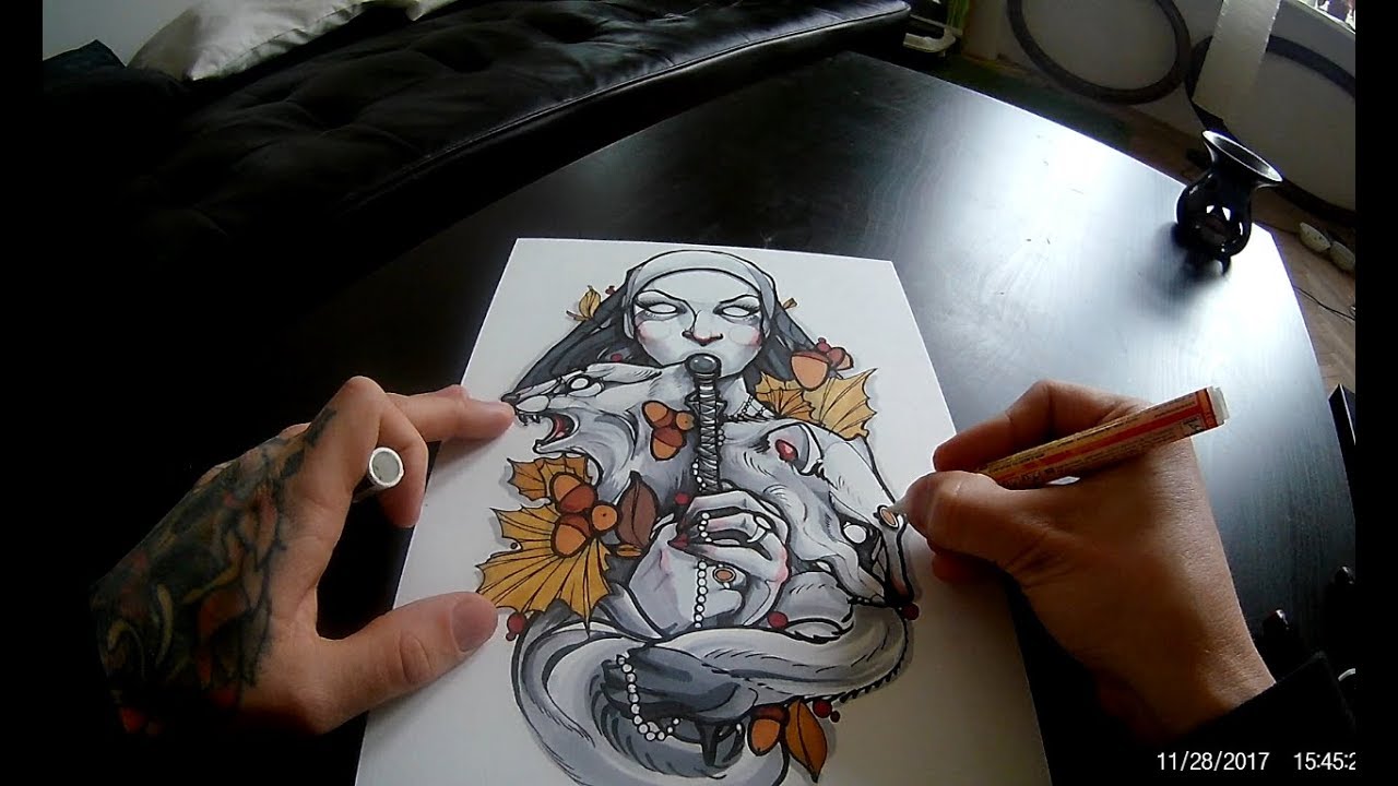 1280x720 Pralestattoo Neotraditional Design Sketch - Neo Traditional Sketch