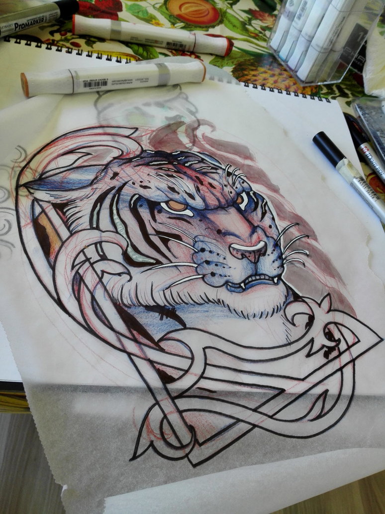 774x1032 Tiger Neotraditional Tattoo Design Sketch By Goodmoodartteo On - Neo Traditional Sketch